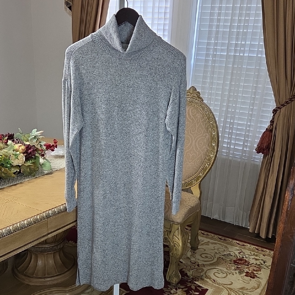 CO Women's Gray Cowl Neck Sweater Dress